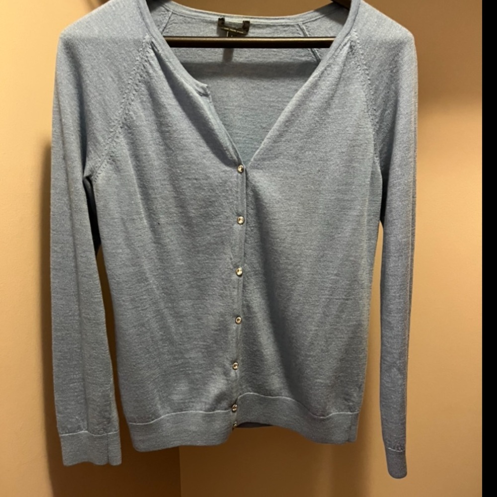 Light Blue Cardigan with diamond gem buttons